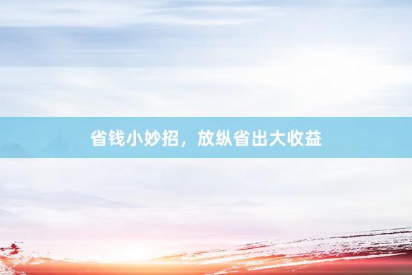 省钱小妙招，放纵省出大收益